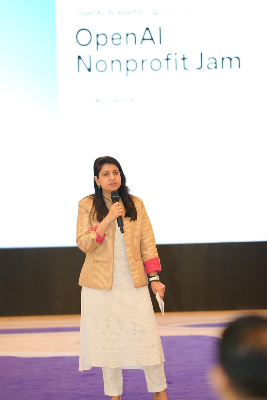 Pragya Misra, Head of Strategy and Global Affairs for OpenAI India, at Nonprofit Jam in Bengaluru.