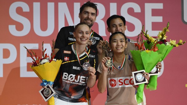 India Open 2026 mixed doubles runners-up Mathias Christiansen & Alexandra Boje of Denmark (L) and winners Dechapol Puavaranukroh & Supissara Paewsampran of Thailand (R). (PHOTO: BAI)