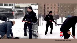 The viral video shows Mamdani wielding a shovel along Myrtle Avenue near Franklin Avenue