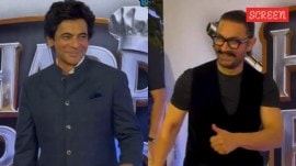 Aamir Khan, Sunil Grover smile wide as paps call them with each other's name at Happy Patel screening