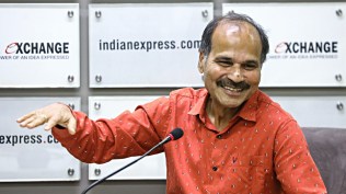Adhir Ranjan Chowdhury at Indian Express Noida office during Idea Exchange in 2023.