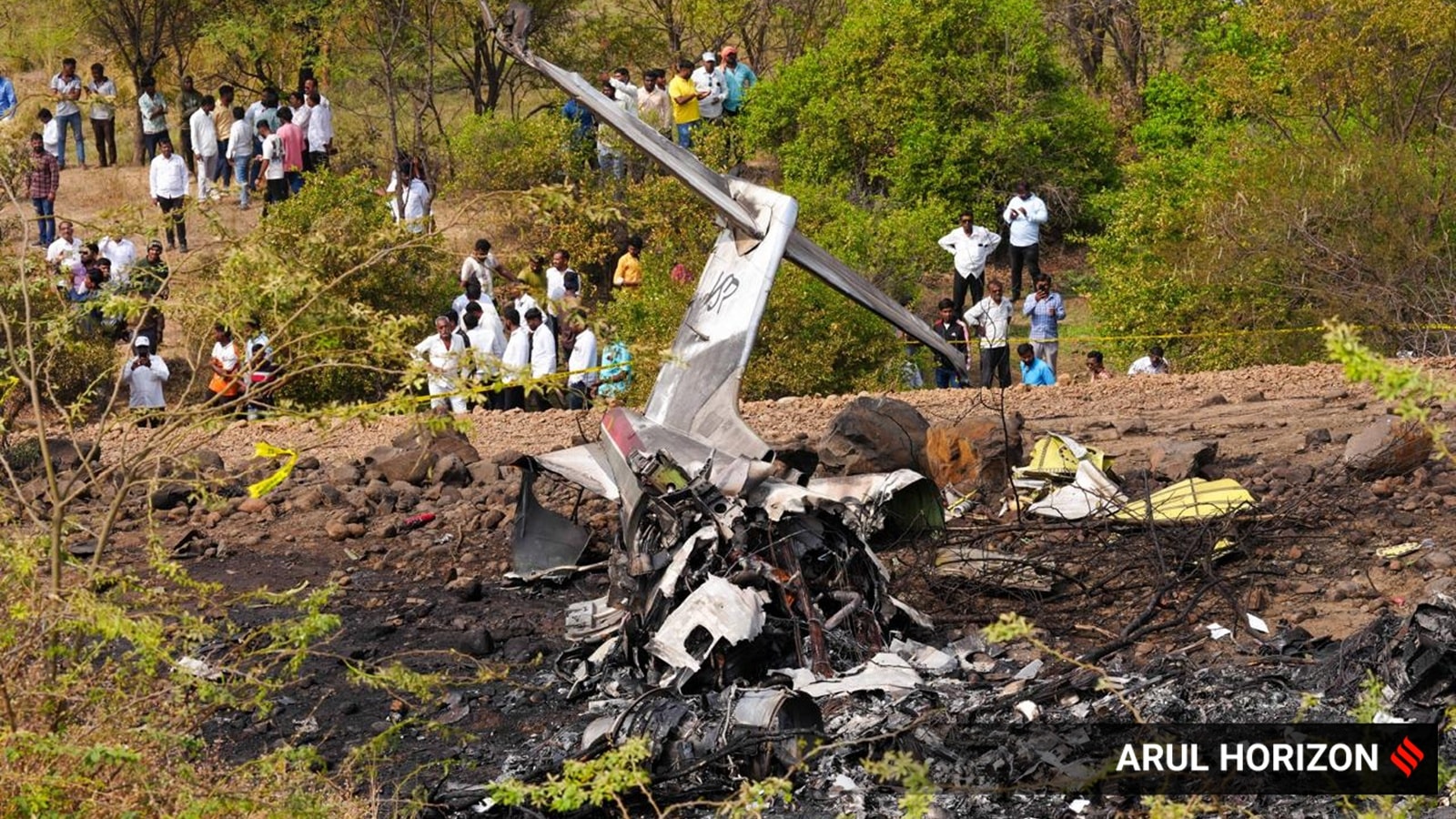 Crash site in Baramati where Deputy CM Ajit Pawar and 6 others killed in a flight craft on Wednesday.