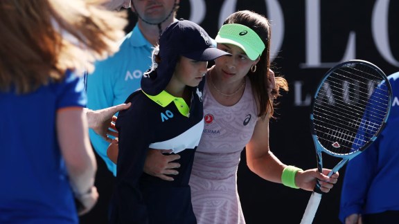 Australian Open: As impressive as her performance was, Sonmez also hit the headlines for coming to the rescue of a ball girl who fainted in the second set of the match. (Reuters Photo)