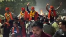 To "celebrate" their bail, a procession was taken out by Bajrang Dal members who carried the six accused on their shoulders.