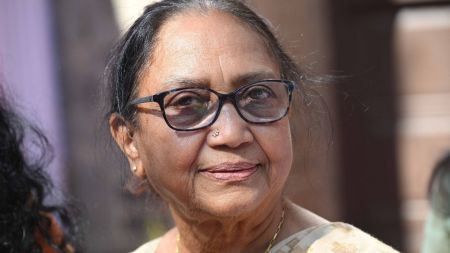 International Booker Prize winner and Kannada-language writer, activist and lawyer from Karnataka Banu Mushtaq was surrounded by fans for autographs at the Pune Book Festival 2025 on Friday. Express Photo by Pavan Khengre, 19.12.25, Pune
