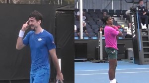 Basavareddy's celebration post defeating Sébastien Ofner of Austria had gone viral, and sharply divided tennis universe at the Australian Open qualifiers. (Australian Open Twitter)