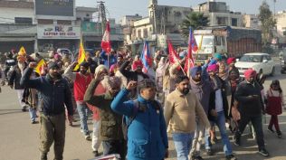 Labour unions across Punjab protest against arrest of senior leader