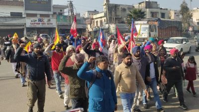 Labour unions across Punjab protest against arrest of senior leader