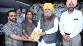 Dr. Amteshwar Singh at his RAS fish farm, receiving awards from GADVASU and Punjab Cabinet minister Gurmeet Singh Khuddian. Secretary Fisheries,