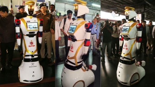 Humanoid robot ‘ASC Arjun’ at Visakhapatnam station (Image: East Coast Railway)