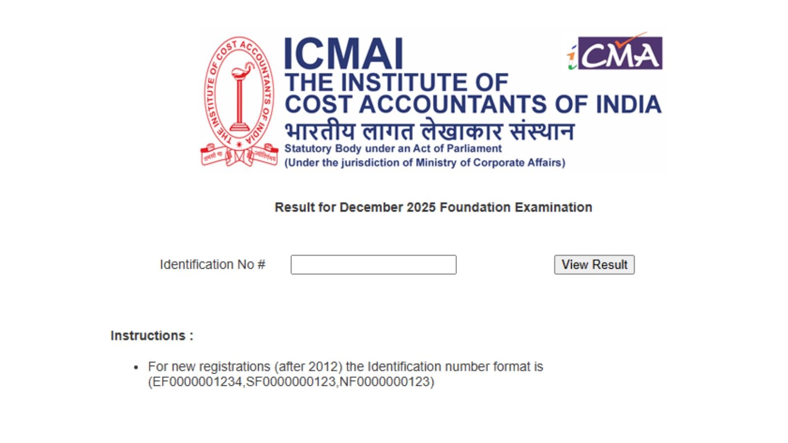 CMA Foundation December 2025 results out at icmai.in; Vidhan Chhabra tops
