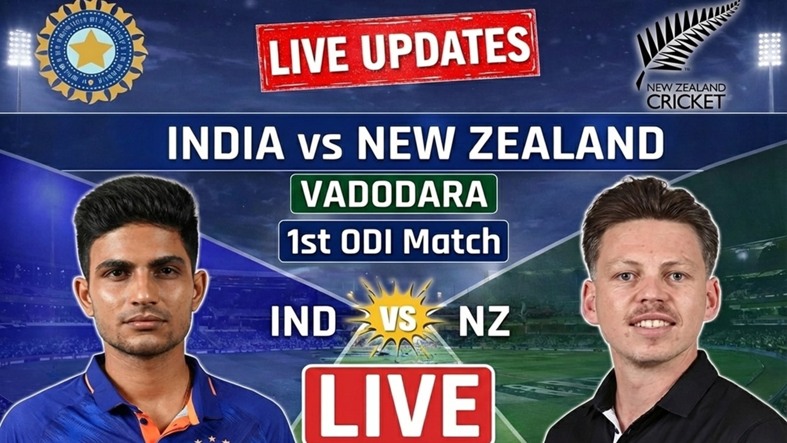 IND vs NZ Live: Shubman Gill wins toss, India choose to bowl first