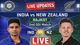 IND vs NZ 2nd ODI Live Cricket Score: Catch live updates from the India vs New Zealand match in Rajkot today.