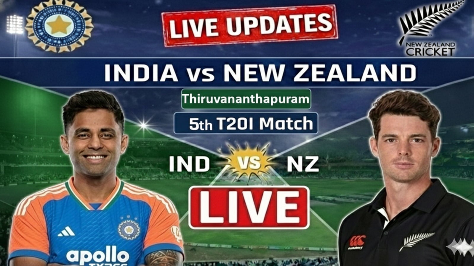 India vs New Zealand 5th T20I, Live Cricket Score: IND wins toss and opts to bat first vs NZ in Thiruvananthapuram