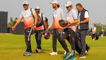 IND vs NZ 1st ODI Live Cricket Streaming: Indian team think tank including coach Gautam Gambhir at a net practice session before the India vs New Zealand first ODI. (Express Photo By Bhupendra Rana)