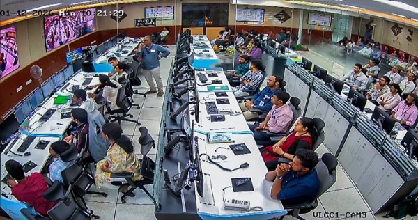 ISRO scientists and engineers monitor the successful lift-off of the PSLV-C62/EOS-N1 mission from the mission control room at Satish Dhawan Space Centre (SDSC-SHAR), in Sriharikota on Monday. 