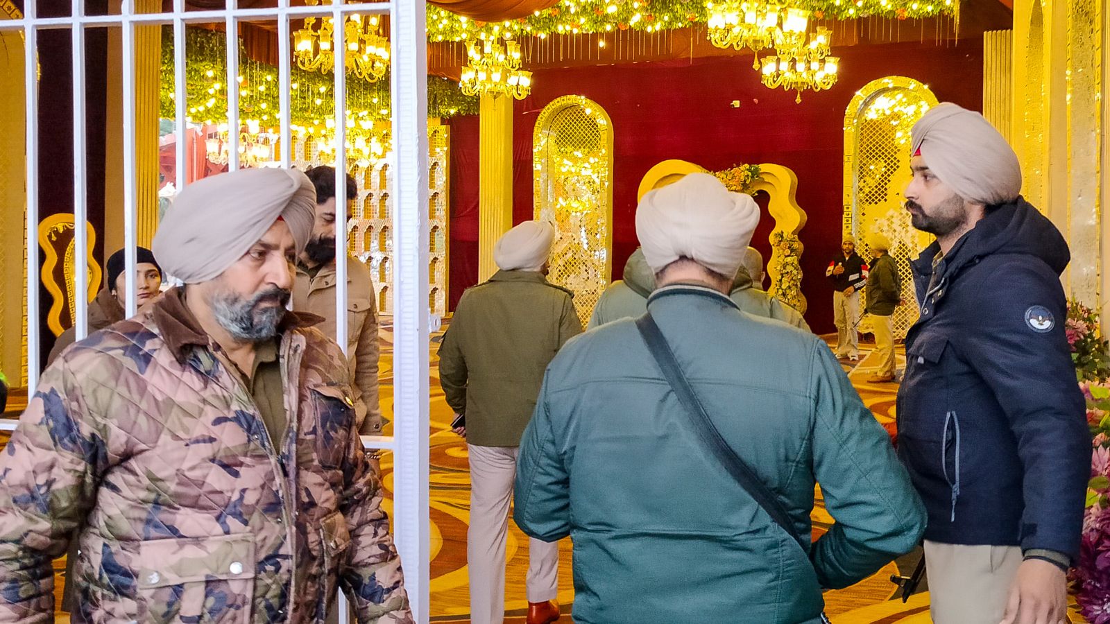 Amritsar: Police personnel at the site where Jarmal Singh, an Aam Aadmi Party (AAP) leader and village sarpanch, was allegedly shot dead while attending a wedding, in Amritsar, Sunday, Jan. 4, 2026. (PTI Photo)(PTI01_04_2026_000343B)