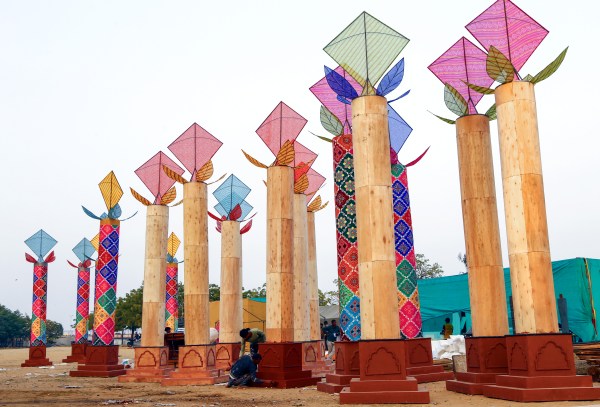 Preparations underway ahead of Prime Minister Narendra Modi and the Federal Chancellor of Germany, Friedrich Merz's visit at the Mahatma Gandhi Ashram, in Ahmedabad on Wednesday. (ANI Photo)