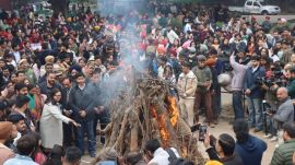 Lohri celebration at Student Centre Panjab University Chandigarh on Tuesday. Express Photo by kamleshwar singh