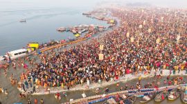 The incident took place on Thursday, the day of the holy snan (bath) for Makar Sankranti. (Image: Express Photo by Vishal Srivastav)