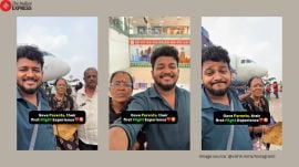 man takes his parents on their first flight