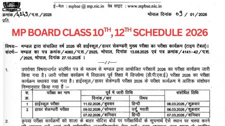 MPBSE Class 10th, 12th Schedule 2026: MP Board date sheet revised at mpbse.nic.in; check changes