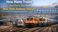 How many trains run every day from New Delhi railway station?