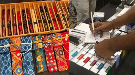 Among the festival’s global brands was Japan’s Sailor brand, which arranged the components of fountain pens in a buffet, allowing visitors to witness the process of pen-making in real time.