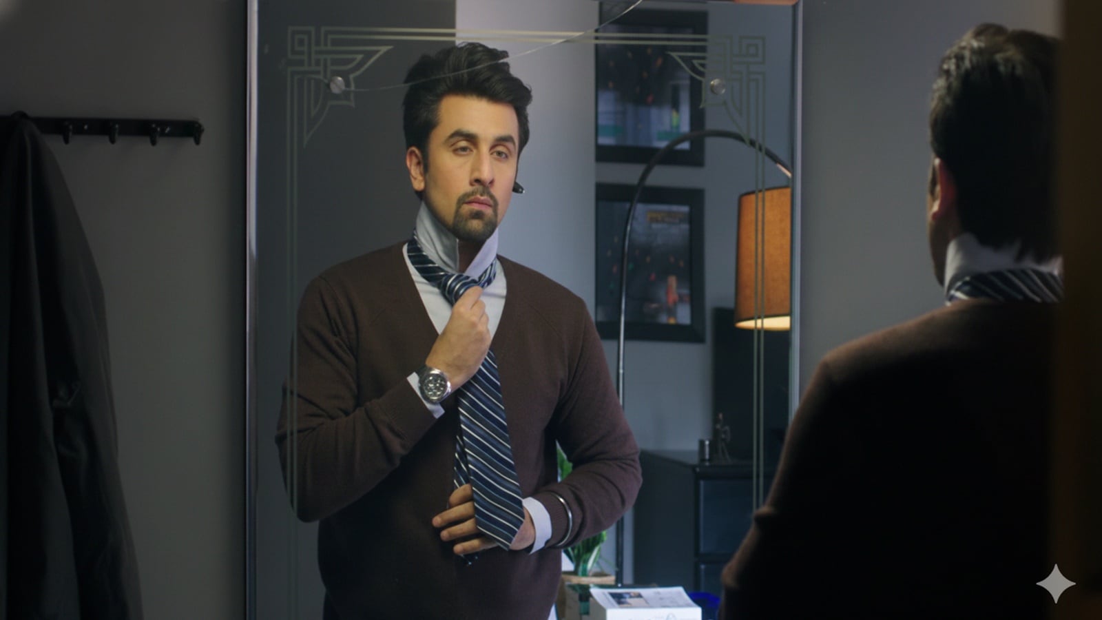 A still from Tamasha, Ranbir Kapoor on his way to work