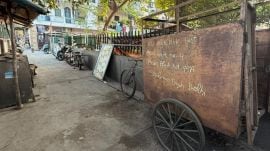 The spot where Rachna Yadav was shot dead near her home in Delhi's Shalimar Bagh on Saturday morning. Sakshi Chand