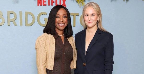 Bridgerton creator Shonda Rhimes and showrunner Jess Brownell.