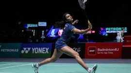 PV Sindhu in action during Round of 32 at the Malaysia Open 2026. (Photo: Badminton Photo)