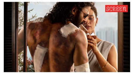 Prabhas and Triptii Dimri in the first poster of Spirit.