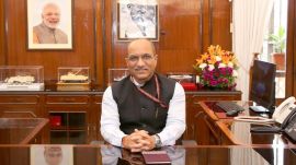 Defence production secretary Sanjeev Kumar speaks at Vibrant Gujarat meet in Rajkot on push for fully indigenous design and manufacturing in defence sector (X/DefProdnIndia