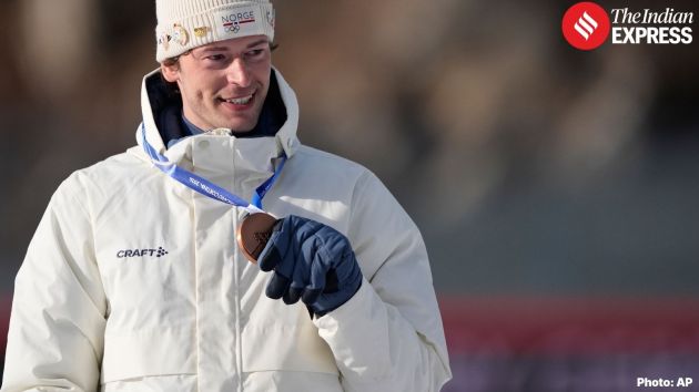 Norwegian biathlete Sturla Holm Laegreid competed in the 20km individual race at the Milan Cortina Winter Olympic Games