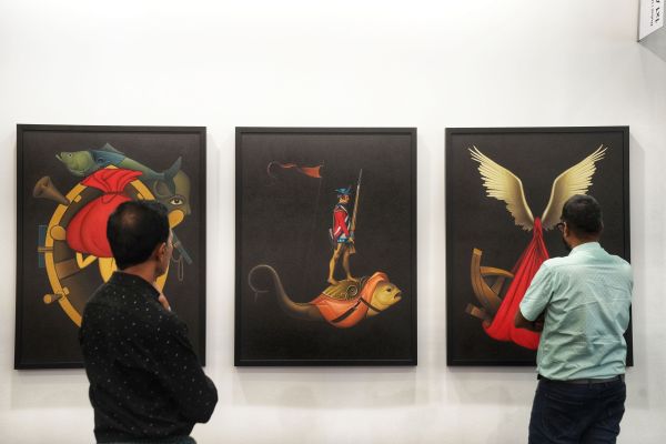 Exhibition by various artists at India Art Fair, Okhla NSIC ground, in New Delhi on Thursday, February 06, 2025. (Express photo by Abhinav Saha)