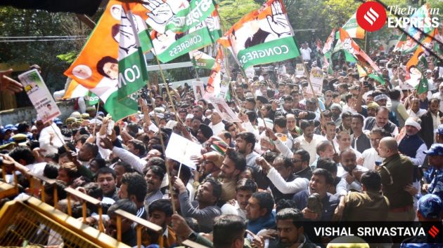 The protest focused on what the party described as the weakening of the Mahatma Gandhi National Rural Employment Guarantee Act (MGNREGA)