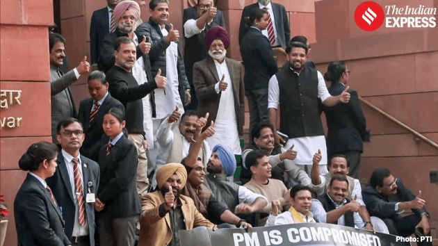 Following the disruption, eight Opposition MPs — including seven Congress members and one CPI(M) MP — were suspended from the Lok Sabha for unruly conduct