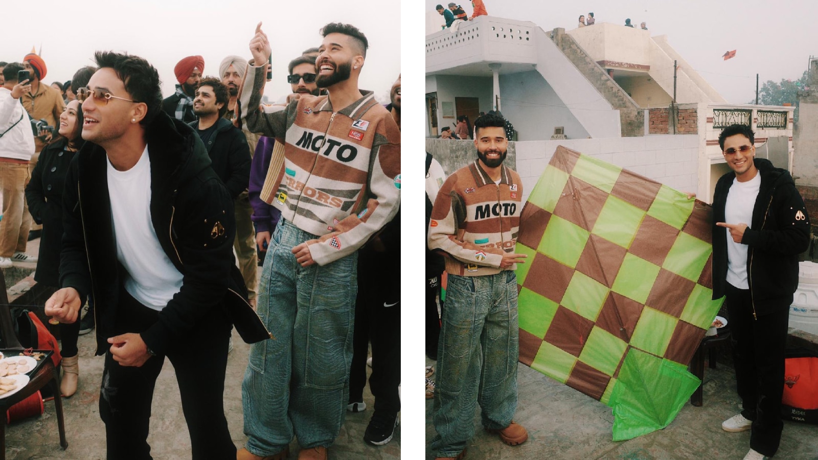 Abhishek Sharma with singer AP Dhillon at his old residence in Amritsar during Lohri celebrations. (Photo: Abhishek Sharma/Instagram)