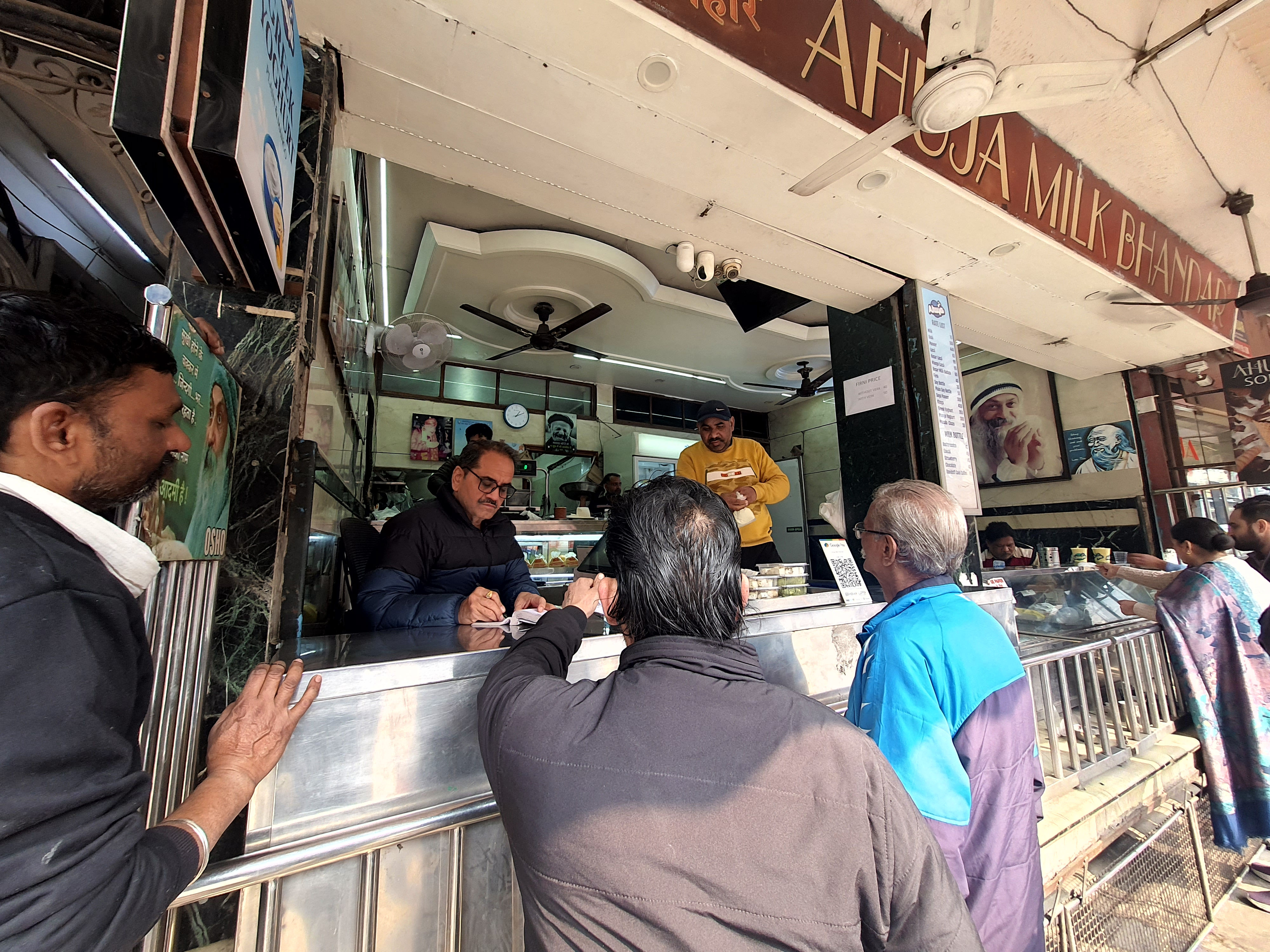 Owner Brij Mohan at Ahuja Lassi Shop in Amritsar. (Express Photo by Rana Simranjit Singh)