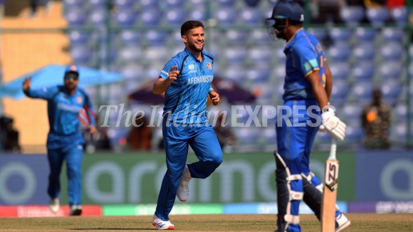 Afghanistan all-rounder Azmatullah Omarzai picked four wickets and scored 40 runs against UAE during T20 World Cup 2026 match in at Arun Jaitley Stadium in New Delhi. (Express Photo by Praveen Khanna)