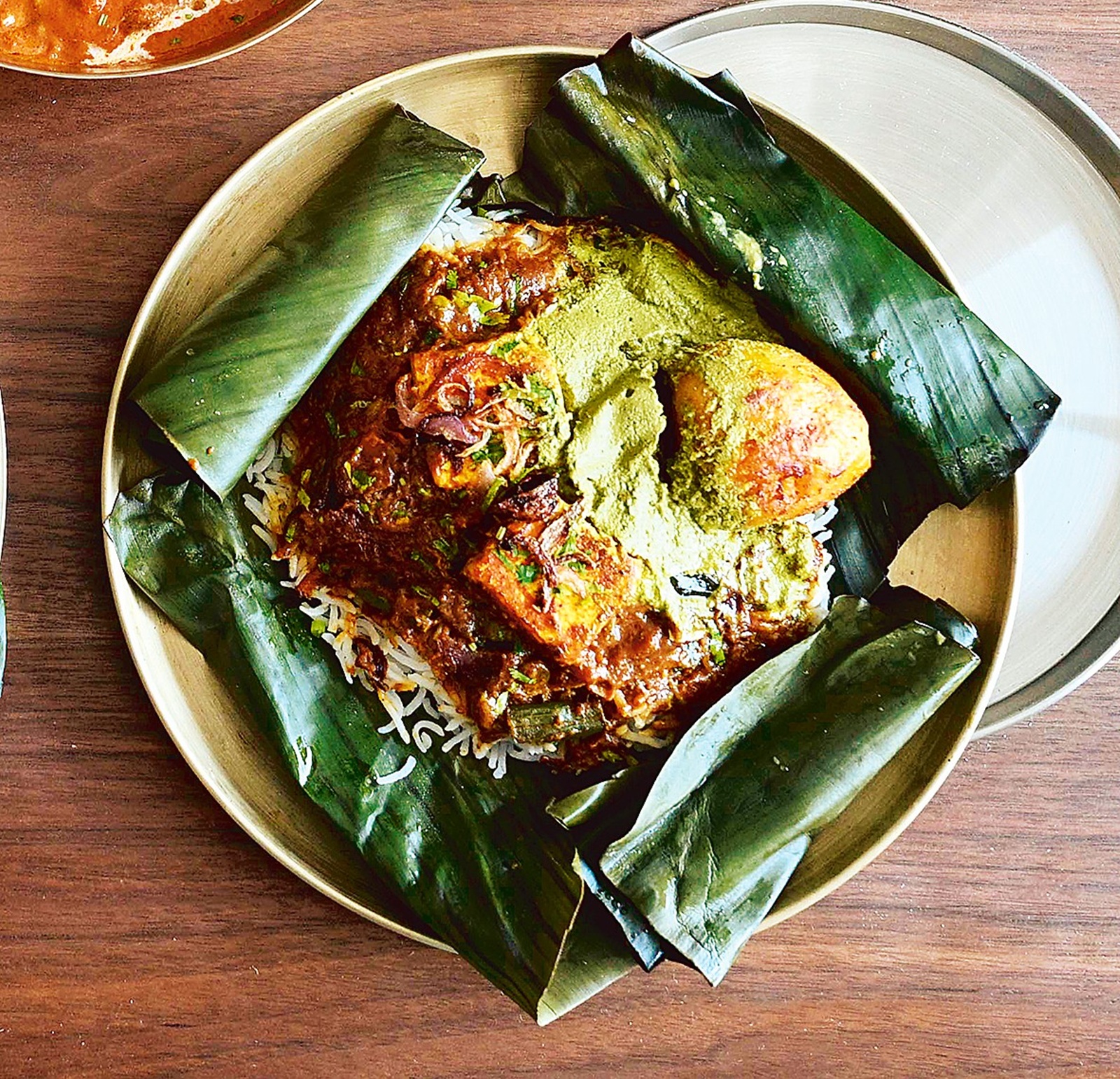 Banana leaf paneer biryani