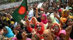 Bangladesh Nationalist Party (BNP) supporters shout slogans during an election rally on the last day of the election campaign, in Dhaka. (AP Photo)