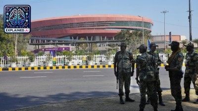 Bharat Mandapam in New Delhi, the venue for the AI Summit that begins on February 16.