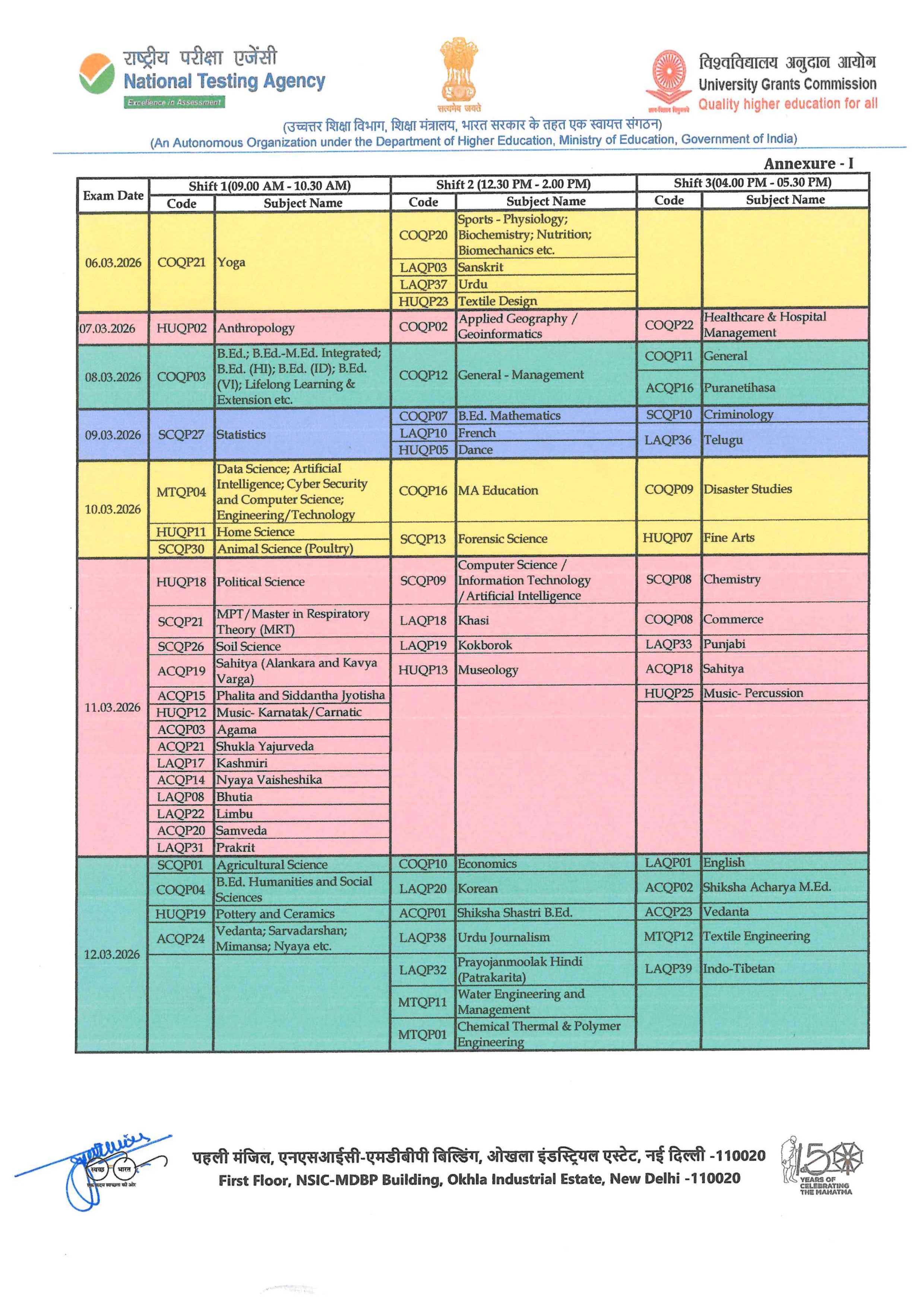 CUET PG 2026 Schedule1