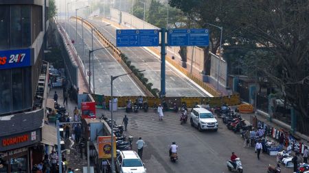 A view of the Bellasis Road Bridge in Mumbai Central following the completion of construction work. (Express Photos/Akash Patil)