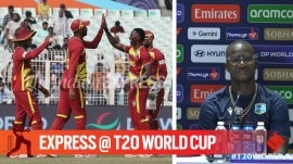 West Indies players and coach in action during T20 World Cup 2026. (Credit: Express photo by Partha Paul and ICC via mediazone)