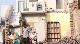 The Rajkot Municipal Corporation has carried out a demolition drive in Rajkot. Demolition notices were issued to about 1,492 houses in the Jangleshwar area of Rajkot, and many residents have demolished their houses themselves. The administration has started demolition work on the remaining houses. Photo by : Chirag Chotaliya