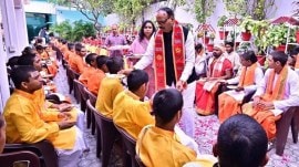 After calling police action against seer ‘maha paap’, Dy CM Pathak honours Batuk Brahmins