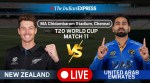 New Zealand vs UAE Live Score, T20 World Cup 2026: Catch live action from the NZ vs UAE match in Chennai.